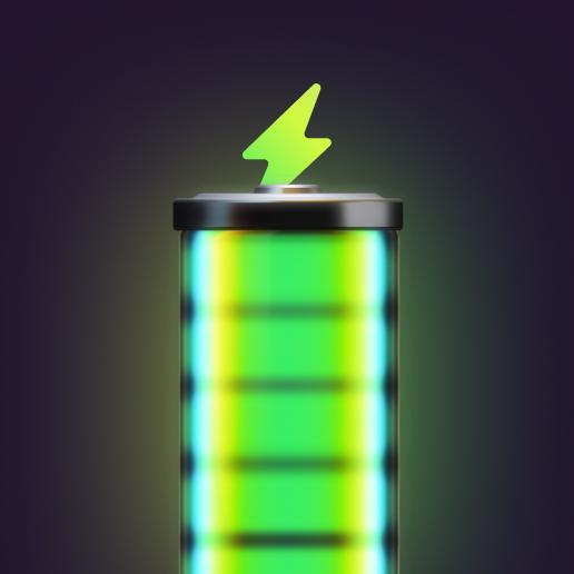 Green battery on glowing background